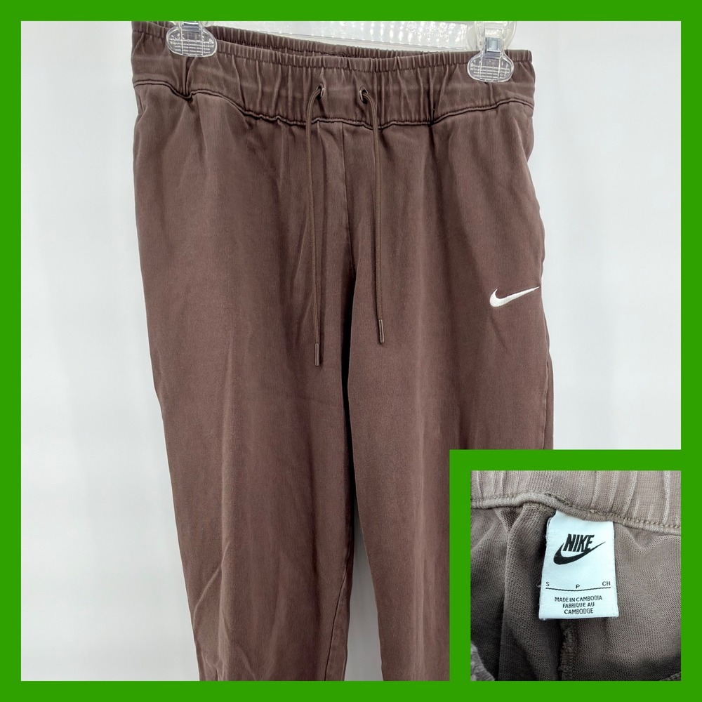 Nike Men's Brown Joggers SZ S Sweatpants Tapered Fleece Pants Drawstring Pockets
